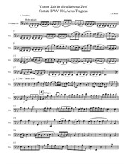 Bach, Actus tragicus, 'Gottes Zeit', basso continuo part transcribed for cello, in Eb